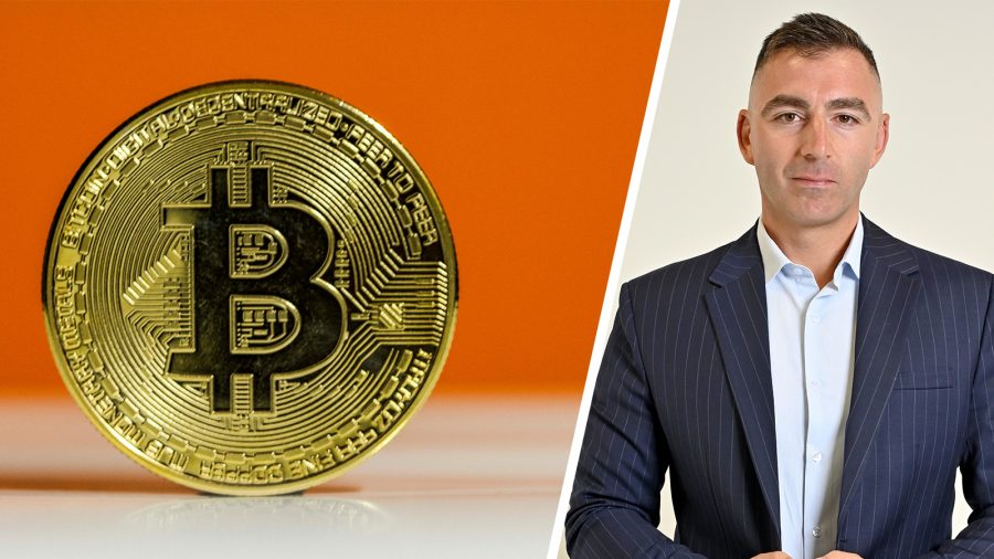 Splitbild: Bitcoin (Links), Harun Taktak (rechts)