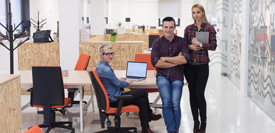 business people group portrait at modern office