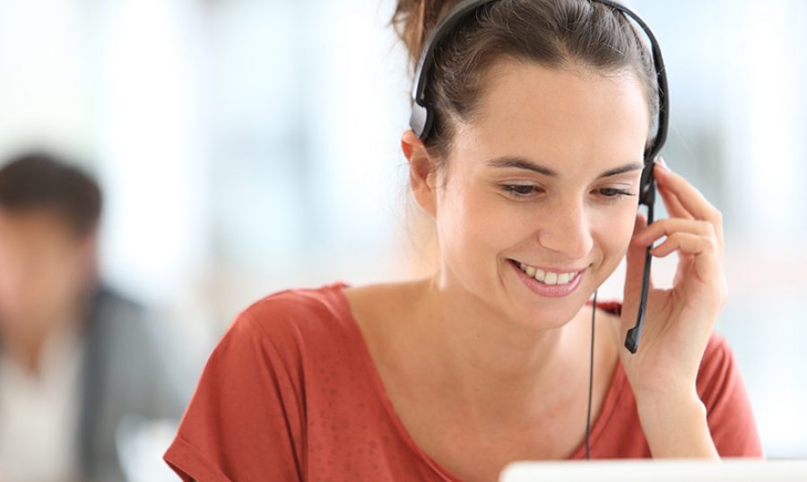 Portrait of beautiful customer service representative