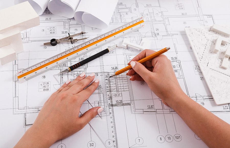 Architekt mit Blaupause