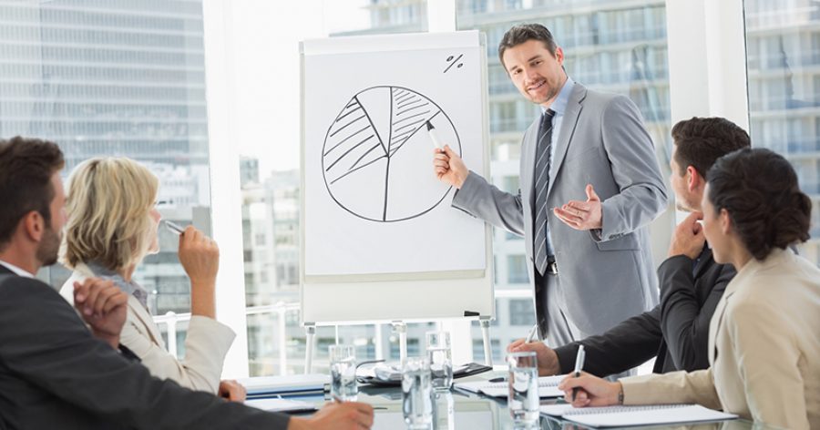 Businessman presenting new project to partners
