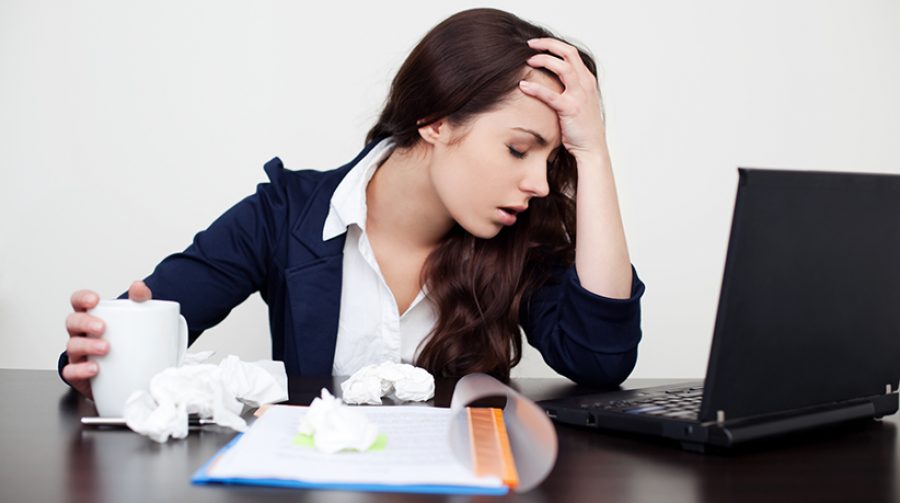 Sick woman at work