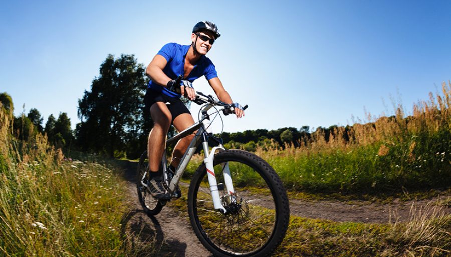 Cyclist riding mountain bike