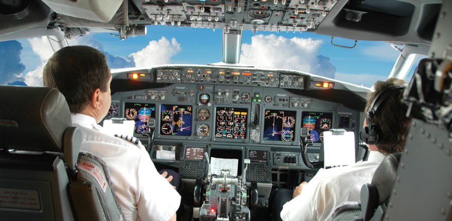 Pilots in the cockpit