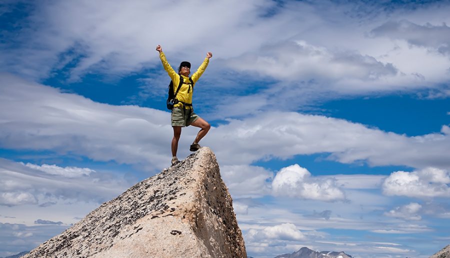 Rock climber on the summit.