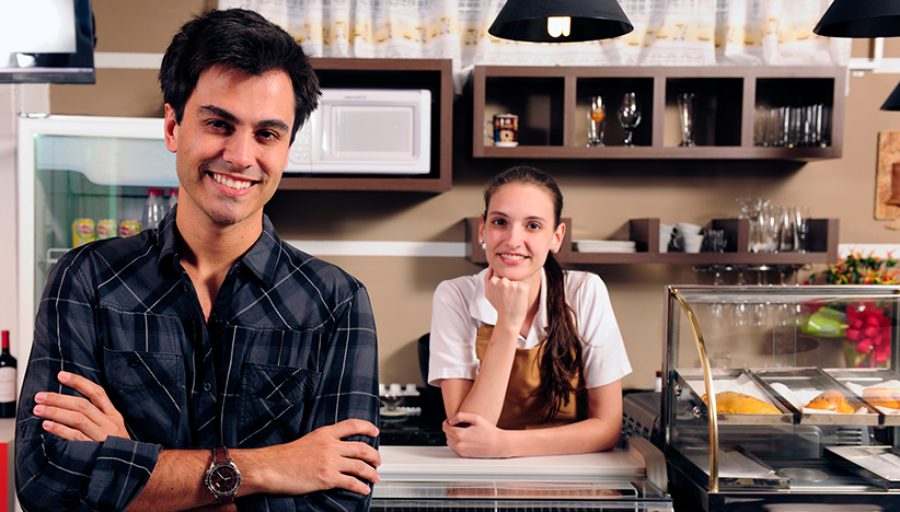 owner of a cafe and waitress