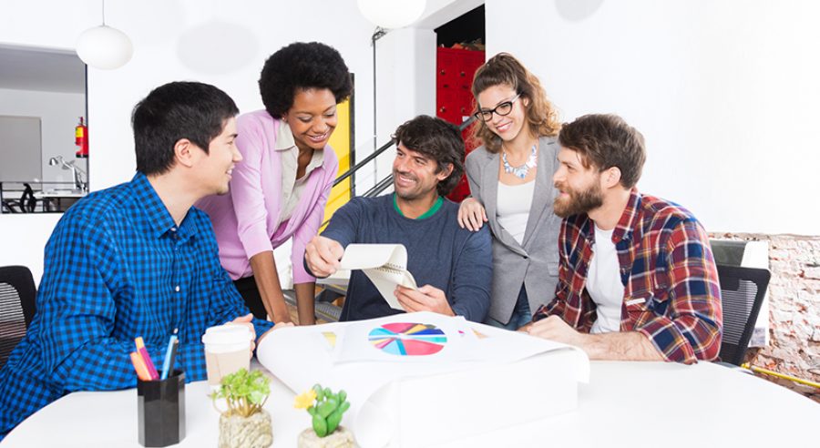People office diverse mix race group businesspeople designers