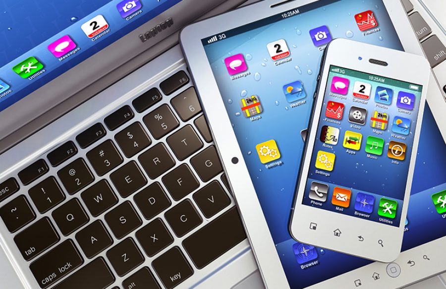 Laptop, mobile phone and digital tablet pc