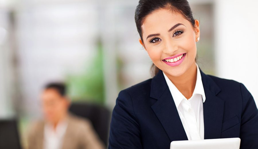 business woman holding a tablet computer