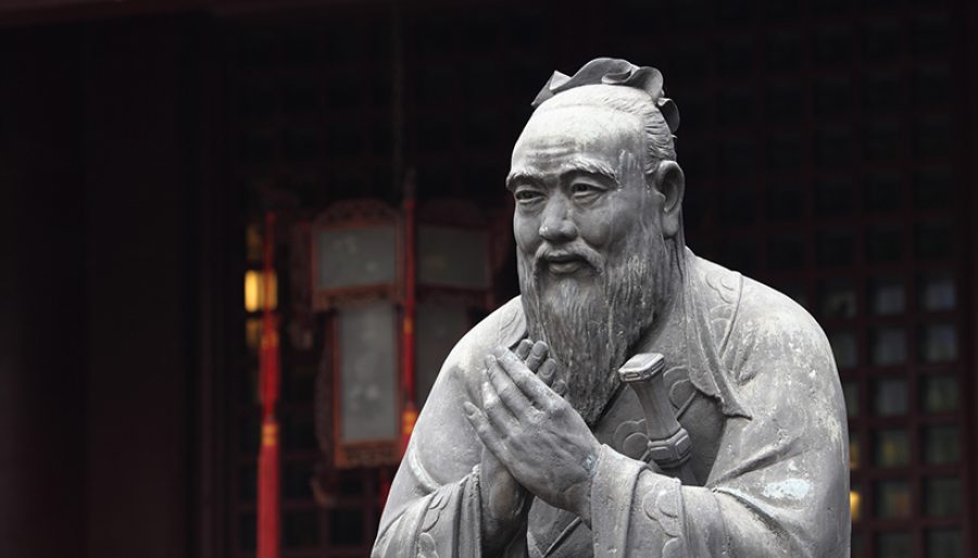 Statue of Confucius at Confucian Temple in Shanghai, China