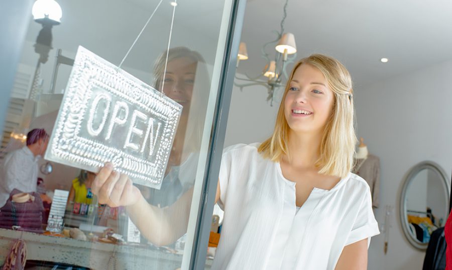 Storekeeper at her door