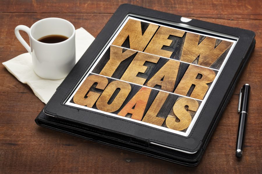 New Year goals on digital tablet